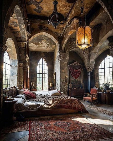 Medieval Bedroom, Castle Bedroom, Castle Decor, Fantasy Rooms, Dream Mansion, Castles Interior, Medieval Houses, Fantasy Homes, Fantasy House