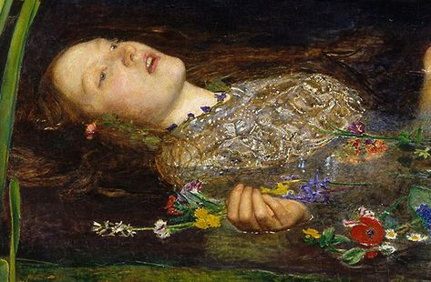 John Everett Millais, Ophelia (Close-Up 3) John Everett Millais Ophelia, Ophelia Painting, Everett Millais, Pre Raphaelite Art, Istoria Artei, John Everett Millais, Seni Vintage, Rennaissance Art, Creation Art