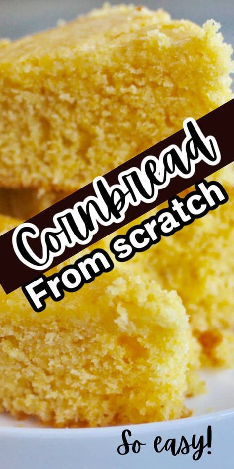 Cornbread from scratch is really quite easy. You will never use a mix again after trying this easy recipe/. Cornbread Recipe From Scratch, Cornbread From Scratch, Easy Homemade Cornbread, Southern Cornbread Recipe, Easy Cornbread Recipe, Best Cornbread Recipe, Cornbread Recipe Sweet, Moist Cornbread, Buttermilk Cornbread