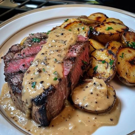 Peppercorn Cream Sauce, Seared Filet Mignon, Peppercorn Steak, Mushroom Sauce Steak, Mignon Steak, Simple Family Meals, Food Babe, Think Food, Food Recepie