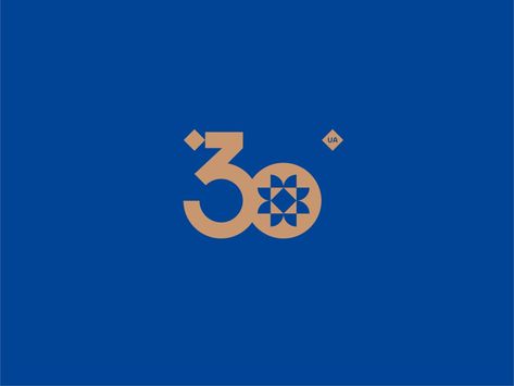 30 years of Ukraine by Mihail Golovachko on Dribbble 30 Number Logo, 30th Anniversary Logo, Number Logo Typography, 30 Anniversary Logo, Logo Aniversary, 30 Typography, 50 Years Logo, Ukraine Logo, 360 Logo