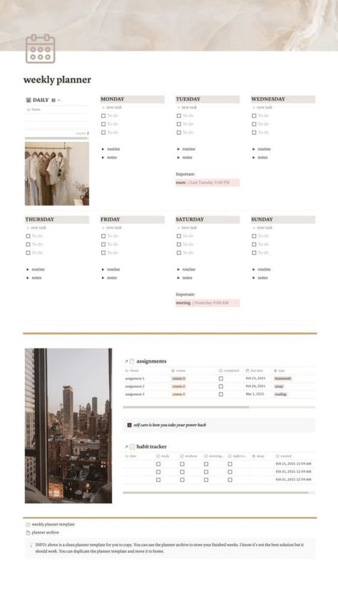 These 10 exceptional and cost-free Notion weekly planner templates are your best weapons for an organized life. You can effortlessly access and customize them Library Notion, Notion Weekly Planner, School Notion, Notion Weekly, Planners Aesthetic, 2024 Notion, Notion Aesthetic, Life Planner Organization, Etsy Planner