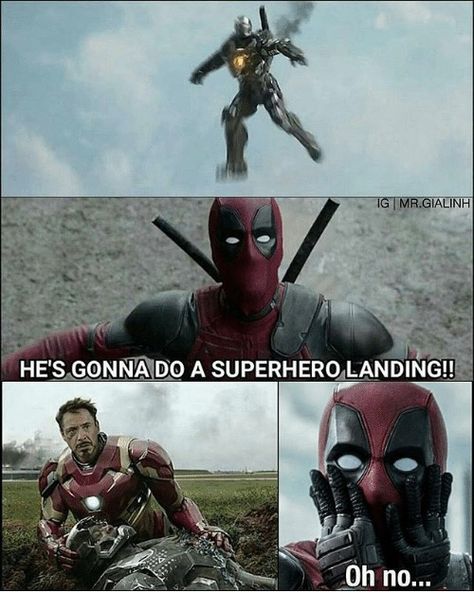 Deadpool Jokes, Avengers Funny Memes, Marvel Jesus, Superhero Landing, Deadpool Funny, Marvel Comics Funny, Superhero Memes, Funny Marvel Memes, Funny Marvel