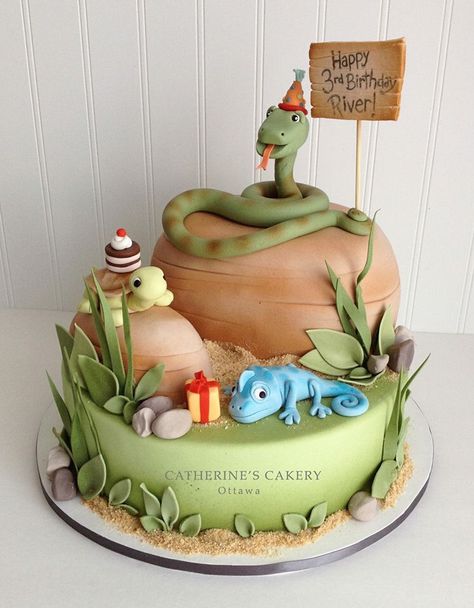 Chameleon Cake, Reptile Cake, Lizard Cake, Cat Cakes, Snake Cakes, Snake Birthday, Kid Cakes, Snake Party, Fab Cakes