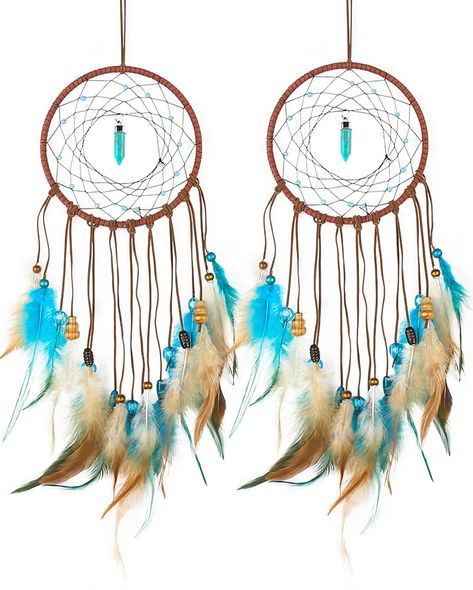 PRICES MAY VARY. Complete DIY Kit: Each package includes 2 DIY dream catcher kits with all necessary materials and easy-to-follow instructions. Ideal for creating beautiful boho decorations Elegant Design: Features blue feathers and a vintage-inspired design. The total length is 19.7 inches, and the circle diameter is 5.12 inches, adding a touch of charm to any space Meaningful Gift: Dream catchers are believed to filter out nightmares, allowing only good dreams to pass through the web and slide Dream Catcher Legend, Boho Decorations, Hanging Boho Decor, Diy Feather, Handmade Dream Catcher, Turquoise Wall, Dream Catcher Decor, Blue Feathers, Feather Dream Catcher