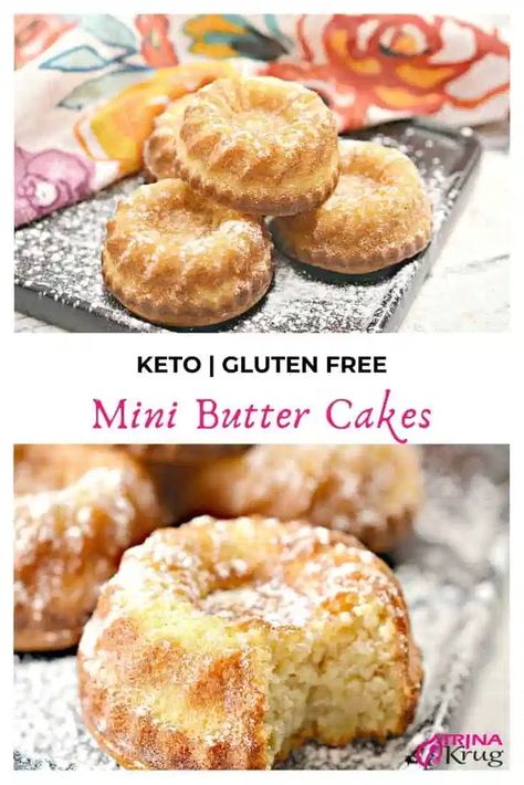 Keto Butter Cake, Keto And Gluten Free, Butter Cakes, Keto Cakes, Cake Gluten Free, Keto Baking, Desserts Keto, Mini Bundt, Single Serve Desserts