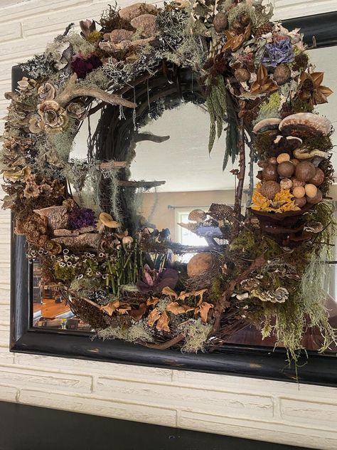 Mushroom Wreaths, Cottagecore Wreath, Foraged Wreath, Mushroom Wreath, Wicker Wreath, Earth Craft, Mushroom Crafts, Country Garden Weddings, Wooden Wreaths