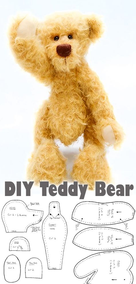 Teddy Bear DIY Tutorial and Pattern Teddy Pattern Sewing Free, Jointed Teddy Bear Pattern Free, How To Make A Teddy Bear, Easy Teddy Bear Patterns Free Printable, Teddy Bear Sewing Pattern Free Printable, Teddy Bear Pattern Free Printable, Bear Patterns Free Sewing, Teddy Bear Tutorial, Make A Teddy Bear