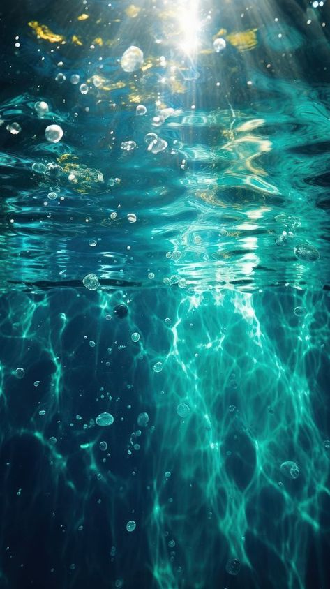 Ocean underwater reflection sunlight outdoors. AI generated Image by rawpixel. | premium image by rawpixel.com Teal Ocean Aesthetic, Underwater Reflection, Underwater Sunlight, Ocean Water Wallpaper, Ocean Tutorial, Ocean Lighting, Turquoise Blue Wallpaper, Ocean Reference, Under Water Photography