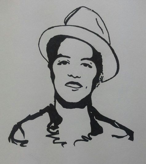 Bruno Mars Tattoo Ideas, Bruno Mars Painting, Bruno Mars Logo, Bruno Mars Tattoo, Bruno Mars Drawing, Bruno Mars Art, Mars Drawing, College Sketchbook, Bruno Mars Show