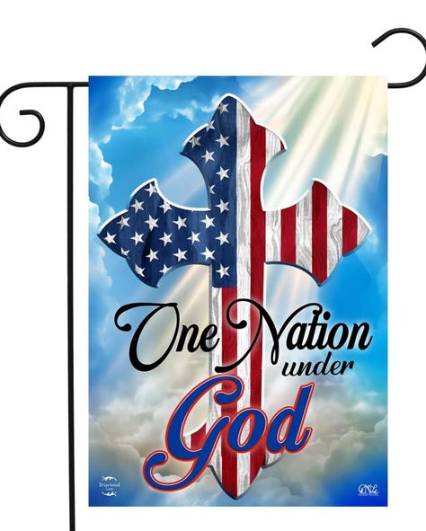 Show your Patriotism 🇺🇸 with a garden flag! ❤️🤍💙 Which one is your favored? $12-$21 Cross Garden, God Cross, Patriotic Garden Flag, Beautiful Text, One Nation Under God, Flag Signs, Garden Flag Stand, Outdoor Display, Easter Cross