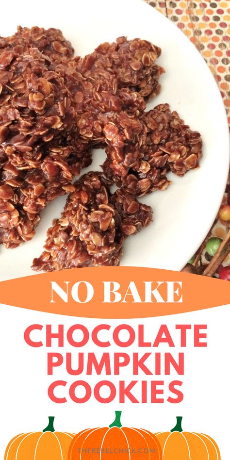 Pumpkin No Bake, Pumpkin No Bake Cookies, No Bake Chocolate Cookies, No Bake Cookies Recipe, Best No Bake Cookies, Oatmeal No Bake Cookies, Baked Pumpkin Oatmeal, Easy Pumpkin Dessert, Oatmeal Cookies Easy