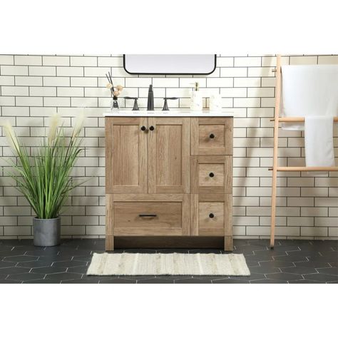 Foundstone™ Norma 32'' Free Standing Single Bathroom Vanity with Quartz Top & Reviews | Wayfair Minimalistic Fashion, 36" Vanity, Farmhouse Vanity, Bathroom Necessities, Porcelain Sink, Single Sink Vanity, Vanity Base, Wood Vanity, Wood Bathroom