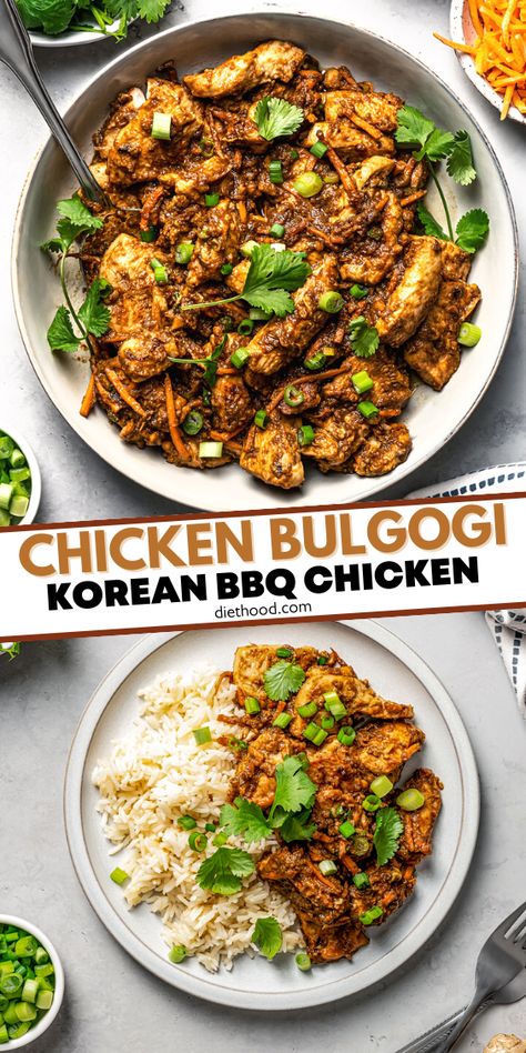 Chicken Bulgogi Recipe, Diethood Recipes, Chicken Bulgogi, Spicy Bbq Sauce, Asian Ingredients, Bulgogi Sauce, Korean Bbq Chicken, Pumpkin Cream Pie, Bulgogi Recipe