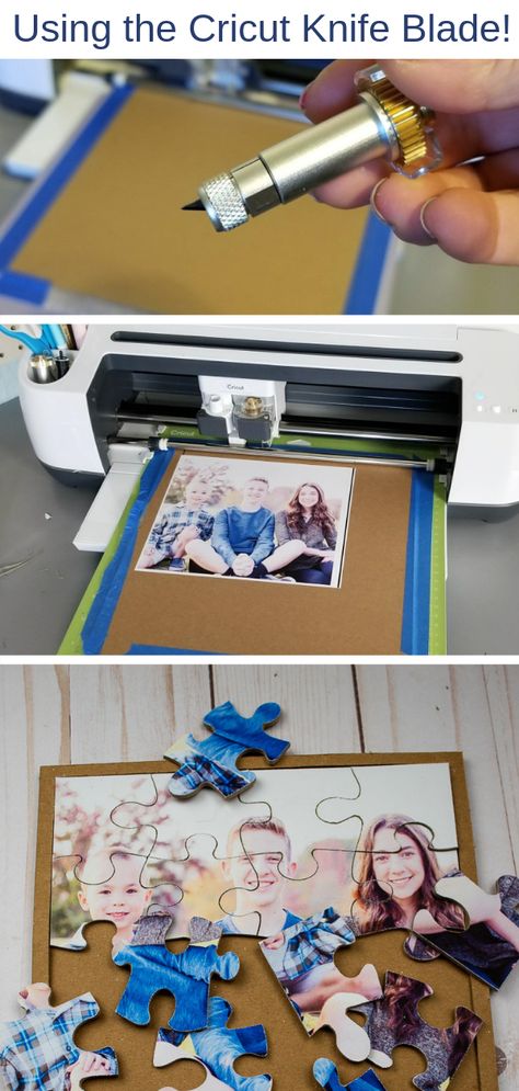 Knife blade Cricut projects! Learn how to make a puzzle with a photo using chipboard, a Cricut Maker and the knife blade. A fun and easy DIY gift using your own photo. #diygifts #cricutmaker Make A Puzzle, Idee Cricut, Quick And Easy Crafts, Projets Cricut, Creative Diy Gifts, Astuces Diy, Cricut Projects Beginner, Diy Bricolage, Mason Jar Crafts Diy