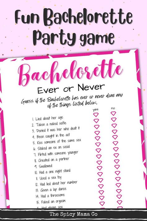 This Bachelorette Never Have I Ever game is a super fun game to play with the girls at a Bachelorette Party or Hen Party too!. Save time and money by just downloading and printing. Fun Bachelorette Games, Never Have I Ever Game, Fun Bachelorette Party Games, Bachelorette Party Game, Game To Play, Wedding Guest Outfit Summer Casual, Bachelorette Games, Bachelorette Party Games, Never Have I Ever