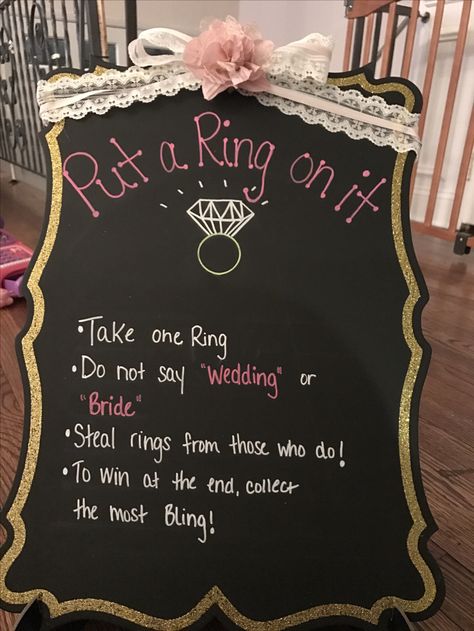 Put a ring on it game Bridal Shower Prizes, Bridal Shower Inspo, Fun Bridal Shower Games, Couples Bridal Shower, Bridal Shower Planning, Bridal Shower Inspiration, Bridal Bachelorette Party, Wedding Shower Games, Bridal Shower Diy