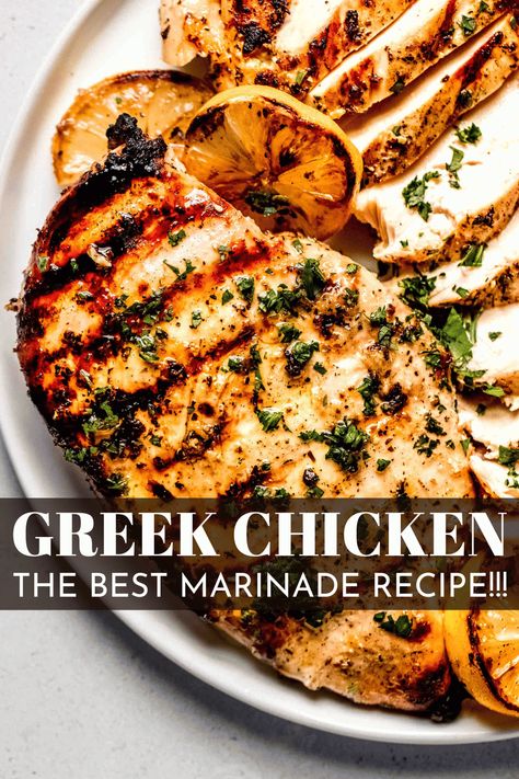 Best Greek Chicken Marinade, Best Greek Chicken, Chicken Breast Marinade Recipes, Mediterranean Chicken Recipes, Greek Grilled Chicken, Greek Marinated Chicken, Greek Chicken Marinade, Baked Greek Chicken, Easy Chicken Marinade