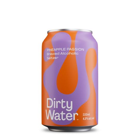 Garage Project Dirty Water Pineapple Seltzer - Moore Wilson's Seltzer Can Design, Seltzer Aesthetic, Seltzer Branding, Seltzer Packaging, Alcohol Branding, Drinks Packaging, Seltzer Water, Drinks Packaging Design, Ready To Drink