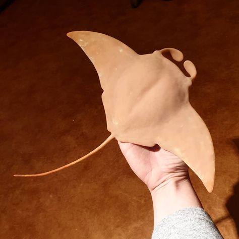 Manta Ray Clay Sculpture, Ceramic Manta Ray, Manta Ray Sculpture, Stingray Clay Sculpture, Clay Manta Ray, Paper Mache Manta Ray, Sea Creature Crafts, Clay Stingray, Stingray Sculpture