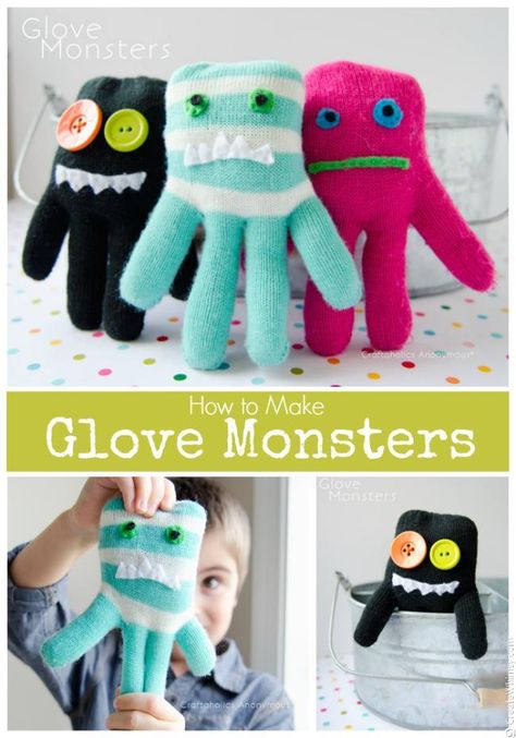 Plush Monster Softies to Make Glove Monsters, How To Make Gloves, Homemade Christmas Presents, Diy Christmas Gifts For Kids, Diy Gifts To Make, Christmas Presents For Kids, Diy Sy, Diy Christmas Presents, Kids Homemade