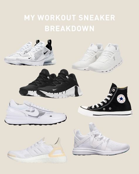 My Workout Sneaker Breakdown | Rachael's Good Eats sneakers, sneakers style, shoes, workout outfit, workout outfits aesthetic, fitness outfits, fitness aesthetic, active wear, ootd, outfit, trendy outfit, fitness, style inspiration Gym Aesthetic Shoes, Good Gym Shoes Women, Gym Girl Shoes, Nike Shoes Women Trendy Gym, Gym Shoes For Women 2023, Black Gym Shoes Outfit, Best Workout Shoes For Women Gym, Shoes For Gym For Women, Nikes Shoes Women's