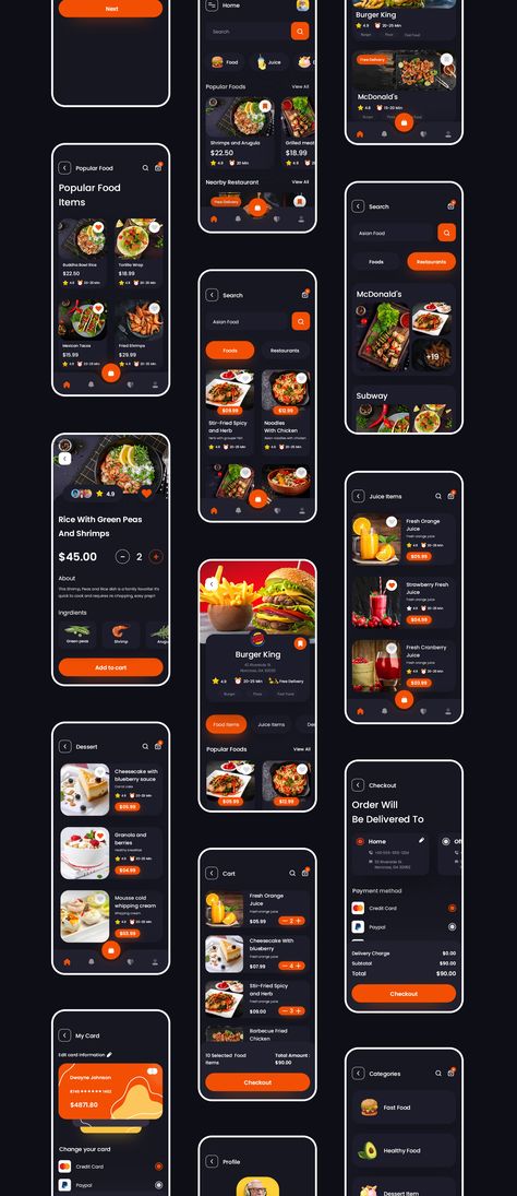 Food Ordering App, Restaurant App, Ios App Design, Android Design, Food Delivery App, Ios Ui, Mobile App Design Inspiration, Themes App, Delivery App