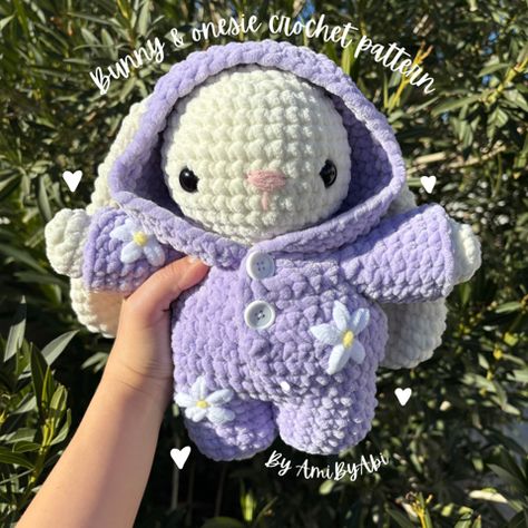 Bunny & onesie crochet pattern - Abigail's Ko-fi Shop - Ko-fi ❤️ Where creators get support from fans through donations, memberships, shop sales and more! The original 'Buy Me a Coffee' Page. Onesie Crochet Pattern, Crochet Rabbit Free Pattern, Crochet Onesie, Onesie Pattern, Bunny Onesie, Easy Crochet Animals, Quick Crochet Patterns, Kawaii Crochet, Crochet Fashion Patterns