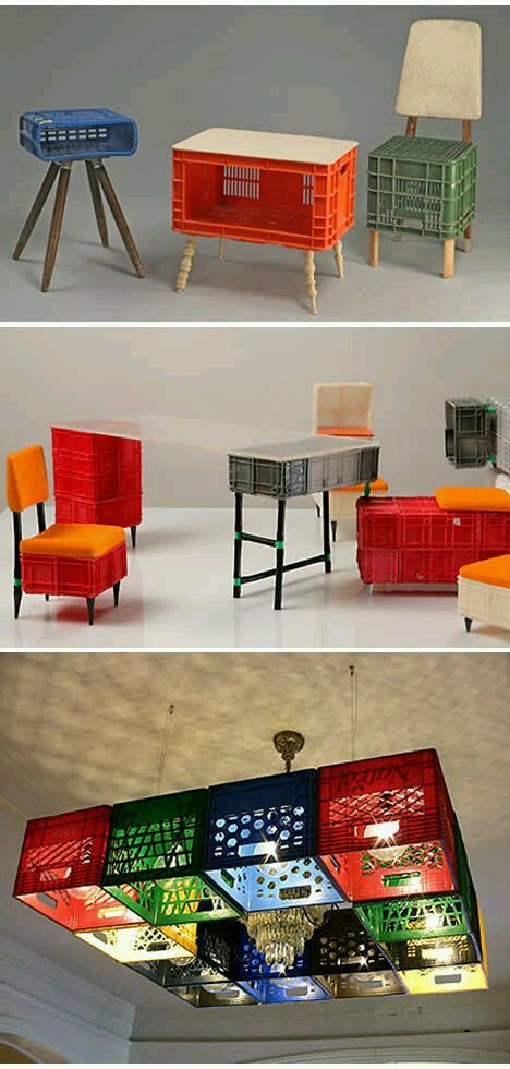 Milk Crate Furniture, Katt Diy, Deck Furniture Layout, Diy Muebles Ideas, Crate Diy, Plastic Crates, Milk Crates, Crate Furniture, Deck Furniture