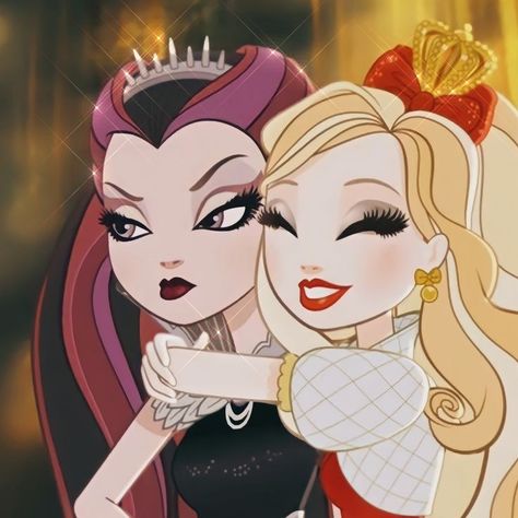 Apple White Icon, Halloween Duos, Lizzie Hearts, Duo Costumes, Best Friends Cartoon, Raven Queen, Friend Cartoon, Apple White, Ever After High