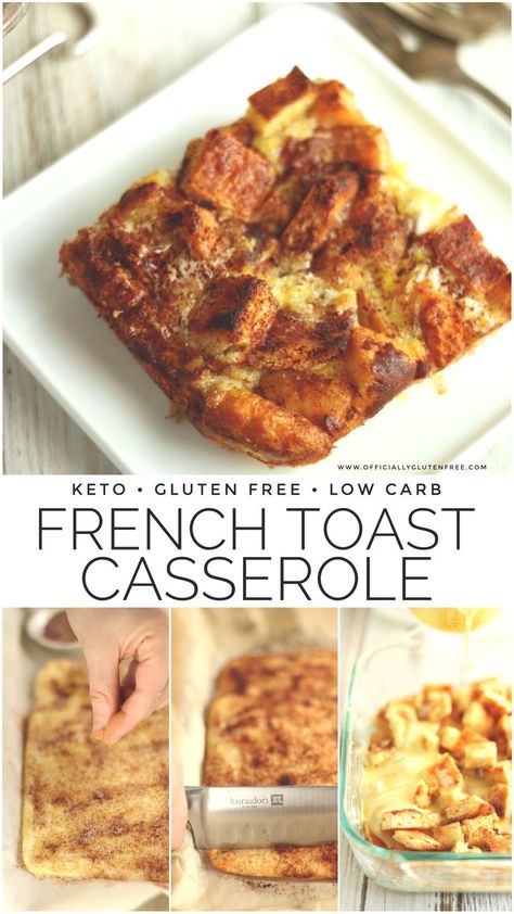 This Gluten Free & Keto French Toast Casserole is a Quick Breakfast Bake Made with Low Carb Fathead Dough, Eggs and Cinnamon. It’s the Perfect Easy Keto Breakfast or Brunch For the Holidays. Gf Breakfast Casserole, Keto French Toast Casserole, Quick Low Carb Breakfast, Carb Free Diet, Keto French Toast, Casserole Low Carb, Fathead Dough, Gf Breakfast, French Toast Casserole Recipes