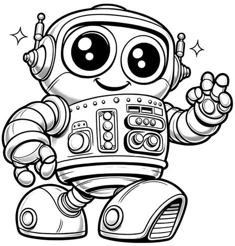 Robot Coloring Pages - 43 New Mechanized Friends to Color Robot Coloring Pages, Robot Coloring, Lds Crafts, Vintage Robots, School Coloring Pages, 2023 Art, Human Anatomy Drawing, Nature Drawing, Anatomy Drawing