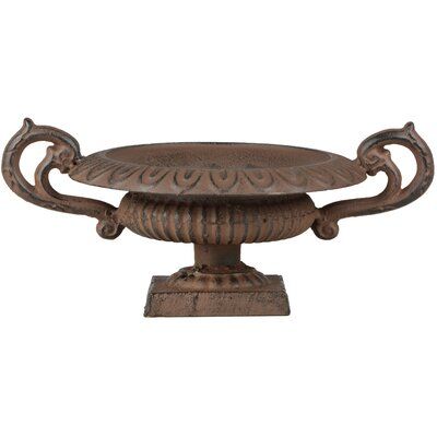 This highly decorative Renaissance inspired urn makes a beautiful indoor or outdoor planter Size: 11.2" H x 7.8" W x 5.0" D | Brown Metal Indoor / Outdoor Planter | Ophelia & Co. Blythe Cast Iron Urn Planter Metal in Brown, Size 11.2 H x 7.8 W x 5.0 D in | Wayfair Garden Railings, Planter Window, Wheelbarrow Garden, Railing Planters, Barrel Planter, Garden Urns, Urn Planters, Window Planter Boxes, Indoor Outdoor Planter