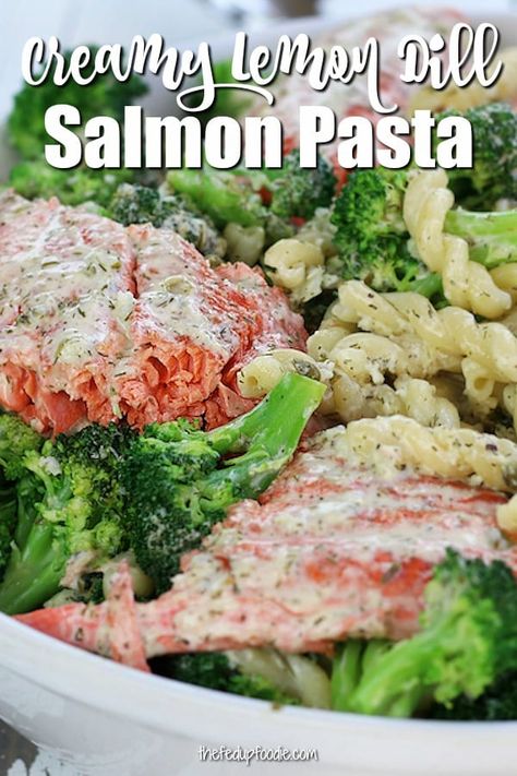 Garlic Dill Salmon, Salmon With Pasta, Lemon Dill Salmon, Creamy Salmon Pasta, Creamy Salmon, Lemon Spaghetti, Dill Salmon, Clean Eating Vegetarian, Favorite Pasta Recipes