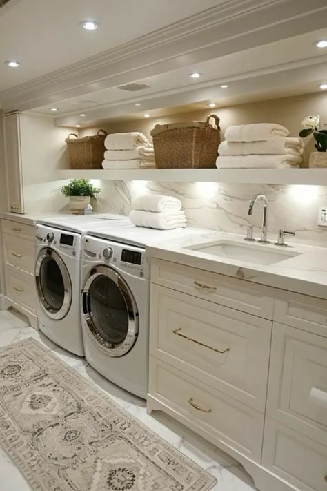 25+ Genius Laundry Room Ideas That Will Maximize Your Space - HubPages Laundry Room, Washer, Room Decor, White