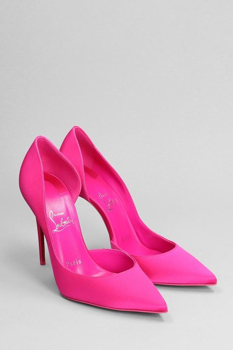 Christian Louboutin Iriza, Fancy Heels, Feminine Shoes, Hot Pink Heels, Rose Shoes, Louboutin Heels, Christian Louboutin Heels, Christian Louboutin Women, Satin Pumps