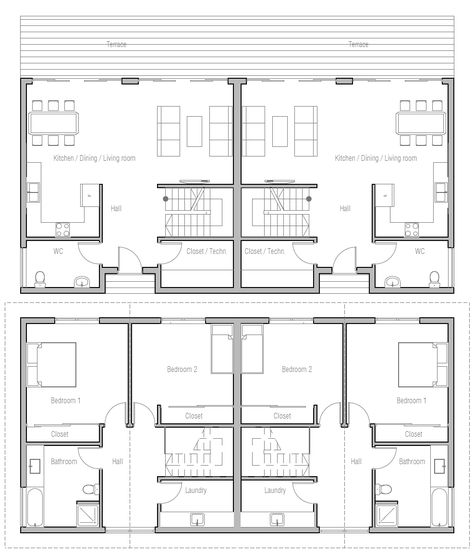 house design duplex-house-plan-ch350d 11 Duplex Apartment Plans, South Facing Duplex House Plans, 30 40 Duplex House Plans East Facing, 30x40 West Facing Duplex Plan, 30 40 Duplex House Plans North Facing, Bar Wall Design, Owner Occupied Duplex Plans, Duplex Apartment, Duplex Design