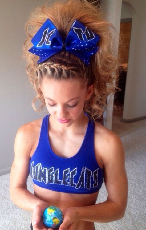 Cheer Athletics Junglecats Bianca Treger Competition Hairstyles, Cheer Hairstyles, Cheer Practice Wear, Cheer Makeup, Cheer Competition, Competition Hair, Cheer Workouts, Cheer Athletics, Cheer Practice