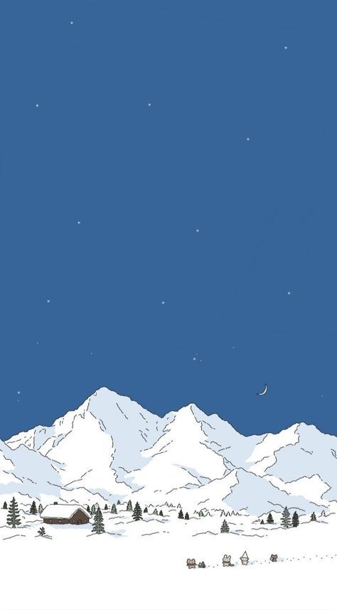 Christmas Phone Wallpaper Aesthetic Simple, Ghibli Winter Wallpaper, Snow Background Drawing, Christmas Landscape Wallpaper, Winter Screensavers Wallpapers, Kawaii Winter Wallpaper, Cute Xmas Wallpaper Iphone, Christmas Homescreen Wallpaper, Snow Reference