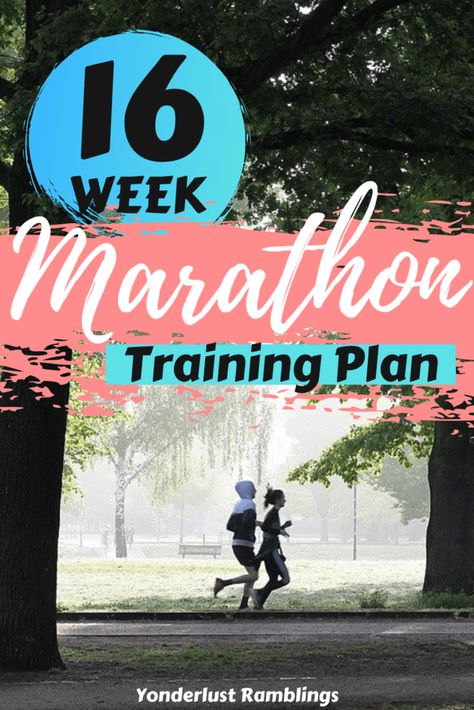 16 Week Marathon Training Plan for Beginners - 16 Week Half Marathon Training, Marathon Training Plan Beginner, 16 Week Marathon Training Plan, Half Marathon Plan, Training Challenge, Marathon Training Program, Marathon Training For Beginners, Marathon Plan, Marathon Training Schedule