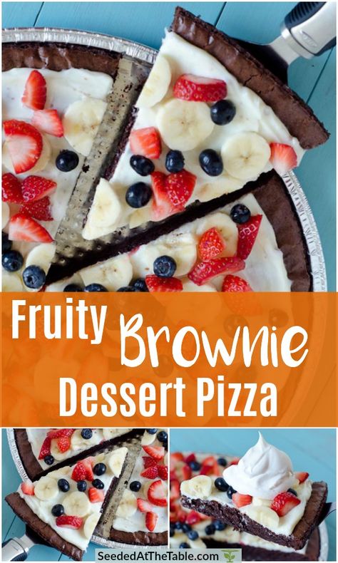 Dessert Pizza Recipe, Brownie Pizza, Dessert Pizza Recipes, Pizza Dessert, Easiest Dessert, Fruit Pizza Recipe, Brownie Desserts, Quick Easy Desserts, Dessert Pizza