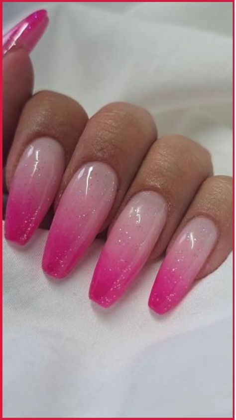 Ombre Pink Nail Ideas 2024 Pink Nail Ideas, Pink Tip Nails, Purple Ombre Nails, Nail Design Glitter, Pink Nail Art Designs, Pink Ombre Nails, Pink Manicure, Hot Pink Nails, Ombre Nails Glitter