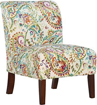 Linon Karen Curved Back Slipper Chair, Dark Walnut Paisley Upholstery, Curved Back, Beautiful Chair, Single Sofa, Furniture Outlet Stores, At Home Store, Indoor Furniture, Slipper Chair, Upholstered Chairs