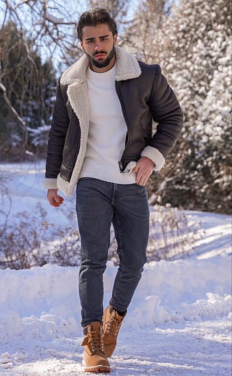 European Fashion Winter, Husband Clothes, Adventurous Men, Leather Jacket Outfit Men, Mens Winter Fashion Outfits, Classy Winter Outfits, Stylish Men Casual, Mens Boots Fashion, Leather Jacket Outfits