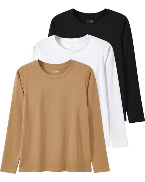 PRICES MAY VARY. 【MATERIAL】Cosy Pyro cotton t-shirts for women long sleeve are made of 95% cotton and 5% spandex,classic-fit style which keeps you freely and comfortable while you daily wear or workout.women crew neck cotton shirts long sleeve with breathable fabric is soft to touch,lightweight and skin-friendly creates a breezy feel 【FEATURES】The women's long sleeve cotton t-shirts designed with a classic crew neck style is simpler and fashionable to wear. Soft fabric with tag-free and fitted d Womens Crew Neck Long Sleeve Shirt, Cheap Long Sleeve Cotton T-shirt, Cheap Fall Henley With Crew Neck, Long Sleeve Shirts For Women Work, Confortable Shirt For Women, Cheap Cotton T-shirt For Fall, Cheap Relaxed Fit Shirt For Fall, Cheap Workwear T-shirt For Fall, Cheap Long Sleeve T-shirt For Workwear