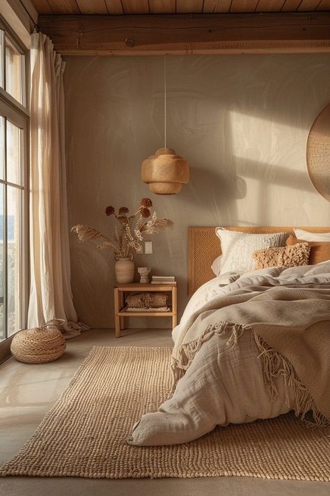 29 Scandi Boho Bedroom Inspirations to Create Your Dream Sanctuary 11 #HomeIdeas #into #Oasis #Apartment #Embracing #HomeDecorating #Garden #Transforming #an #Your #Eclectic #Outdoor #Charm #Eclectic Natural Linen Bed Styling, Bedroom Nature Aesthetic, Natural Color Bedroom Ideas, Linen Bed Styling, Natural Interior Design Earth, Natural Linen Bedroom, Bedroom Ideas Earth Tones, Earth Tone Room, Bedroom Earth Tones