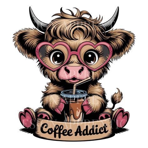 Free Sublimation Downloads, Cute Sublimation Designs, Sublimation Designs For Shirts, Highland Cow Png, Cute Highland Cow, Highland Cows, Cow Png, Cute Animal Clipart