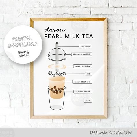 Bubble Tea Art | Boba Tea Poster | Bubble Tea Poster | Digital Download D I G I T A L • P R I N T A B L E Our classic milk tea print will delight any bubble tea lover! Easily customizable to 20+ frame sizes and instantly accessible as a digital download for you to print at home, take to your local Ig Frame, Bubble Tea Poster, Classic Milk Tea, Boba Party, Diy Boba, Tea Image, Bubble Tea Menu, Tee Kunst, Tea Poster