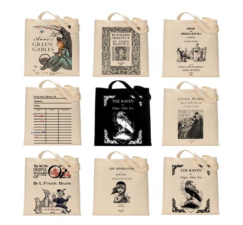 Book Bag Aesthetic, Bookbag Aesthetic, Classical Novels, Literature Gifts, Emily Brontë, Charlotte Brontë, Woman Authors, Library Bag, The Wonderful Wizard Of Oz