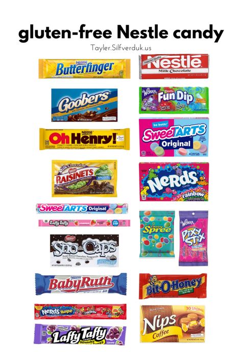 Gluten-free Halloween Candy : A Complete Guide - Tayler Silfverduk Gluten Free Candy List, Gluten Free Halloween Candy, Nerds Rope, Gluten Free Halloween, Teal Pumpkin Project, Gluten Free Candy, Laffy Taffy, Teal Pumpkin, Fun Dip